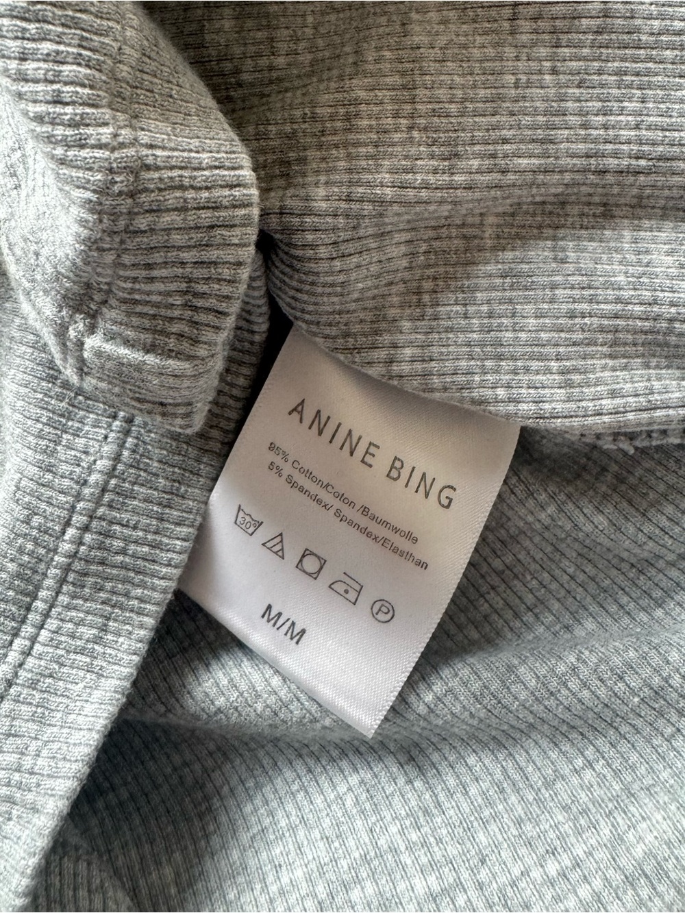Anine Bing Ribbed Racerback Tank in Light Grey - Picture 3 of 3